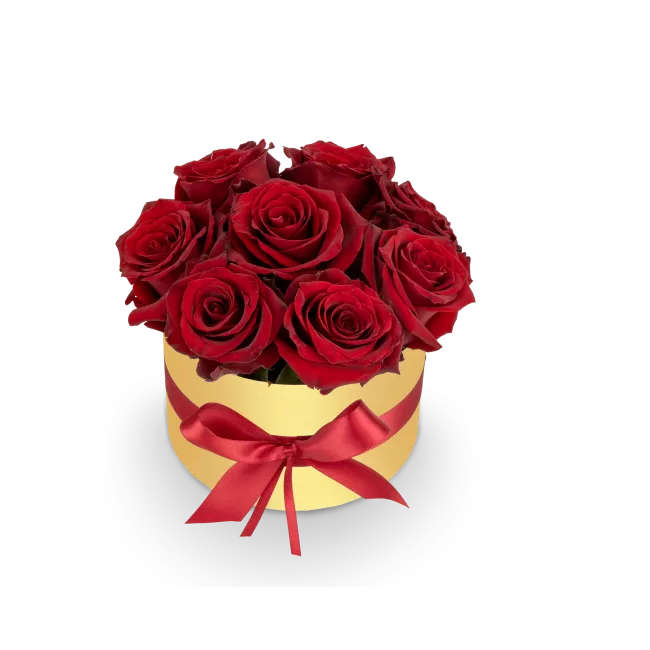 Box červených růží